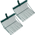 Tandefio 2 Pack Pitchfork Replacement Head Metal Horse Manure Rake Gardening Pitch Fork with Angled Tines for Horse Stall Poop Picking up(Green)
