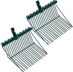 Tandefio 2 Pack Pitchfork Replacement Head Metal Horse Manure Rake Gardening Pitch Fork with Angled Tines for Horse Stall Poop Picking up(Green)