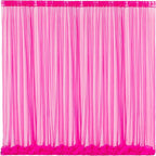 10x10 Hot Pink Tulle Backdrop Curtains for Parties, Sheer Backdrop Curtain Wedding Photo Background Drapes for Baby Shower Photography Birthday Party
