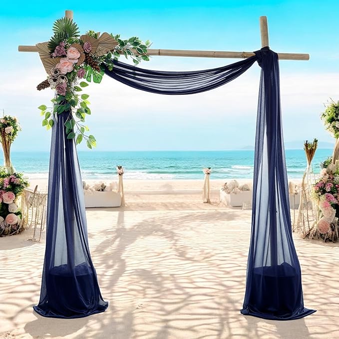 MDS Halloween Chiffon Draping Fabric - 2 Panel, 30" Wide x 100ft Long - Sheer Spooky Arbor & Canopy Drapery for Haunted House Backdrops, Party Ceilings, DIY Costumes & Themed Events - Navy Blue