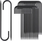 Rebar Stakes 12 Inch J Hook Ground Stakes Heavy Duty 30 Pack Chain Link Fence Stakes Galvanized Anchors Metal Tent Stakes for Wire Fencing Concrete Forming Trampolines Camping Canopies Shed Swing
