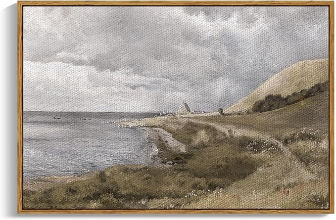 InSimSea Framed Canvas Wall Art, Vintage Decor - Coastal Landscape, Seaside Painting - Rustic Decorations for Living Room & Bedroom, 24"x36"