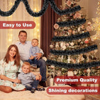 25 Feet Black Christmas Tinsel Garland, Metallic Foil Twist Banner Wall Hanging Tinsel Streamers Backdrop for Parade Floats, Christmas, Mother's Day, Birthday Party Decorations(4in x 25ft)