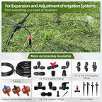 100FT 1/4 Inch Drip Irrigation Tubing with 10 Pack Push-to-Connect 1/4" Tee Connectors, Distribution Drip Line Hose & Universal Tee Fitting, for Drip Irrigation Parts or Drip System and Misting System