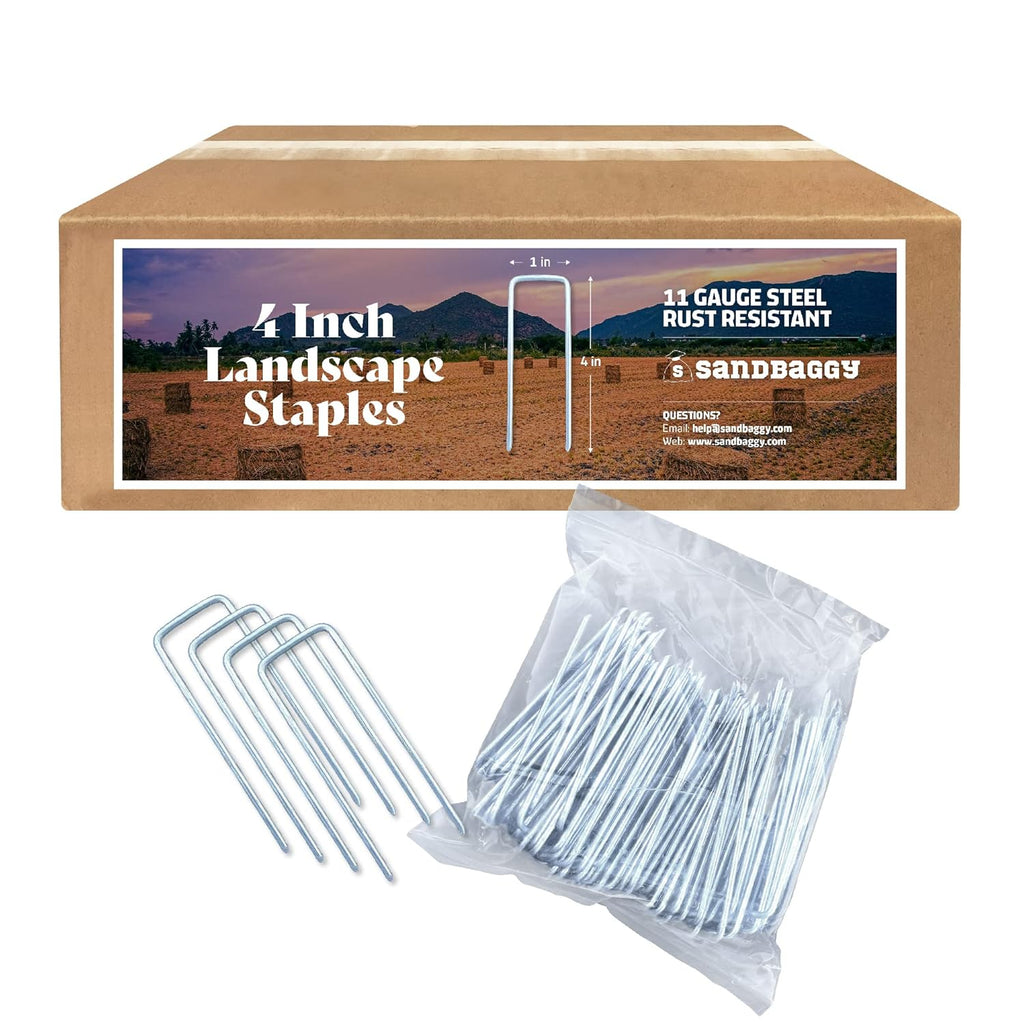 Sandbaggy 4 Inch Landscape Sod Staples | Great for Hard & Rocky Soil | Sharp Like a Knife | Tough 11 Gauge Rust-Resistant | Trusted by Farmers & Contractors Across USA (6000 Staples)