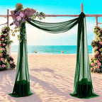 MDS Halloween Chiffon Draping Fabric - 2 Panel, 30" Wide x 50ft Long - Sheer Spooky Arbor & Canopy Drapery for Haunted House Backdrops, Party Ceilings, DIY Costumes & Themed Events - Hunter Green