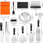Griddle Accessories Kit for Blackstone – 14 PCS Flat Top Grill Tools Set with Stainless Steel Spatulas, Scraper & Bottles, Carry Bag Included – Outdoor BBQ Gift for Men