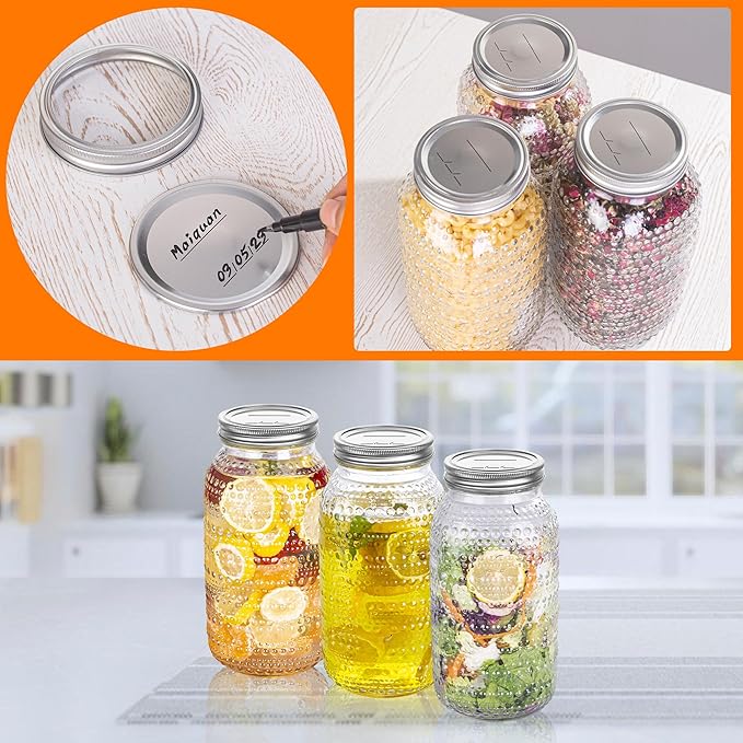 Mason Jars 64 Oz Wide Mouth with Lids 3 Pack, Large Half Gallon Glass Canning Jars for Fermenting, Pickling, Storing Food, Meal Prep, Salad Jam