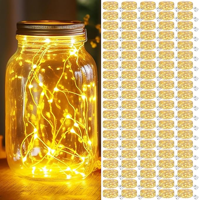 kolpop 100 Pack LED Fairy Lights Battery Operated, Mini Twinkle String Lights Battery Powered Waterproof for Christmas Mason Jars Party