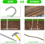 18 Pack Ground Garden Rebar Stakes Rebar 12 Inch Anti-Rust Galvanized Steel J Shape Hook Heavy Duty Ground Anchors for Tents, Position Kits,Fences, and Trampolines Landscape Fabric