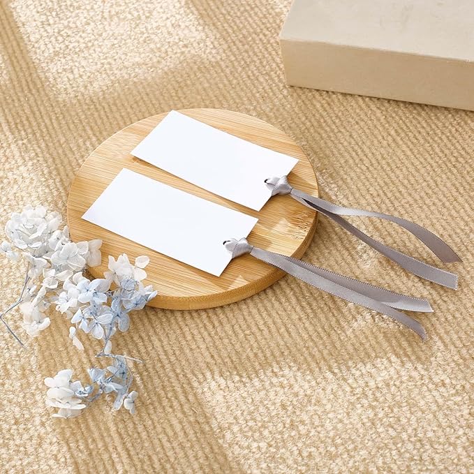 60pcs Wedding Banquet Place Cards for Table Setting.Name Table Cards .Name Cards with Ribbons. Can be Used for Wedding Banquet Table Decoration and Present Tags for Parties (Gray)