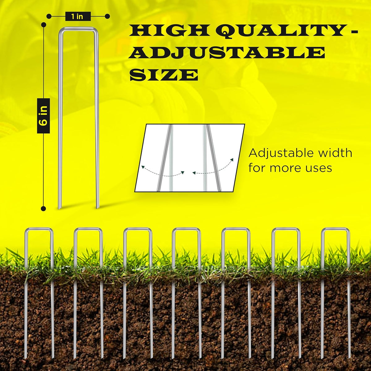 1100 Pack x 6 Inch Landscape Staples Galvanised, Fabric Pins, 11 Gauge, Garden Staples, Tent Stakes, Fabric Pins for Lawn, Fence, Tent, Decoration, Weed Barrier, Outdoor. (1100 x 6in)