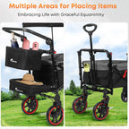 Collapsible Canopy Wagon,Large Capacity Trolley, Foldable Portable cart with Canopy, Adjustable Push/Pull Handle, Shock-Absorbing Wheels, Suitable for Shopping,Traveling-B