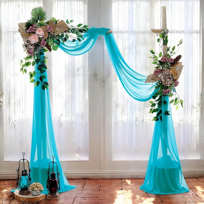 MDS Halloween Chiffon Draping Fabric - 1 Panel, 30" Wide x 75ft Long - Sheer Spooky Arbor & Canopy Drapery for Haunted House Backdrops, Party Ceilings, DIY Costumes & Themed Events - Peacock Blue