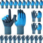 Mimorou 12 Pairs Waterproof Work Gloves Double Coated Rubber,M,Blue