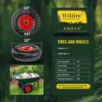(2 Pack) 4.10/3.50-4 Flat Free Tire and Wheel 10-Inch Solid Wheel Replacement with 5/8 Bearings,2.2" Offset Hub -Compatible with Hand Truck,Wheelbarrow(Red)