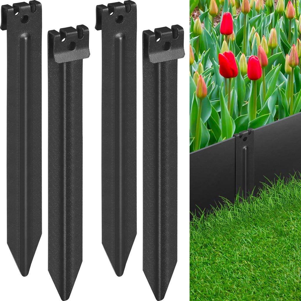 Landscape Edging Metal Stakes, 10 Inch Heavy Duty Garden Stakes, 2mm Thickened High Carbon Steel Landscaping Anchoring Spikes for Edging Coil, Outdoor Tent and Terrace Board (10 Pcs)