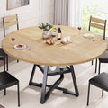 51'' Round Dining Table for 6,Kitchen Dining Room Circle Dinner Pedestal Table,Space Saving Wood Kitchen & Dining Room Furniture (Natual Wood, 51In)