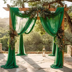 Wokceer Wedding Arch Draping Fabric 2 Panels 28.7" x 20FT Emerald Green Drapes Sheer Fabric Backdrop Arch Draping Fabric for Wedding Ceremony Birthday Party Bridal Shower Decoration