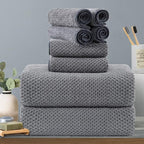 8-Piece Gray Bath Towels Set,2 Oversized Large Bath Towels Sheet,2 Hand Towels and 4 Washcloths - 600 GSM Soft Luxury Towel Set,Highly Absorbent Quick Dry Towel Collection for Bathroom,Hotel and Spa