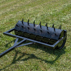 Titan 3 FT Tow-Behind Drum Spike Aerator Holds up to 25 Gal Water, 3" Long Welded On Spikes, for ATV UTV and Utility Tractor, Breaks Ground for Better Drainage & Fertilization