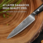 KEEMAKE Kitchen Utility Knife, 5 Inch Chef Knife, 67-Layer Damascus Steel Paring Knife with Ergonomic G10 Handle, Multipurpose Kitchen Knife for Fruit and Vegetable Cutting