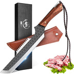 ROCOCO Butcher Meat Cleaver Knife - Boning Knife with Sheath for Kitchen Camping BBQ Birthday Thanksgiving Christmas Gift 8.8"