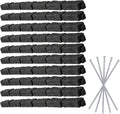 Beuta Landscape Edging | Garden Edging Border | Faux Stone Bricks for Lawn edging, Flower beds, Pathways & Yard Edging– 10 Packs | Each Section Has 6 Bricks 48"L x 4"W x 2.25"H | 30 Spikes |Charcoal