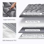 SLEEP ZONE Grey Waterproof Mattress Pad King Size, Premium Soft Embossed Mattress Topper, Quilted Fitted Mattress Protector Cover with Elastic Deep Pocket (Grey, King)
