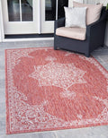 Unique Loom Outdoor Traditional Collection Area Rug - Antique (8' x 11' 4" Rectangle, Rust Red/ Gray)