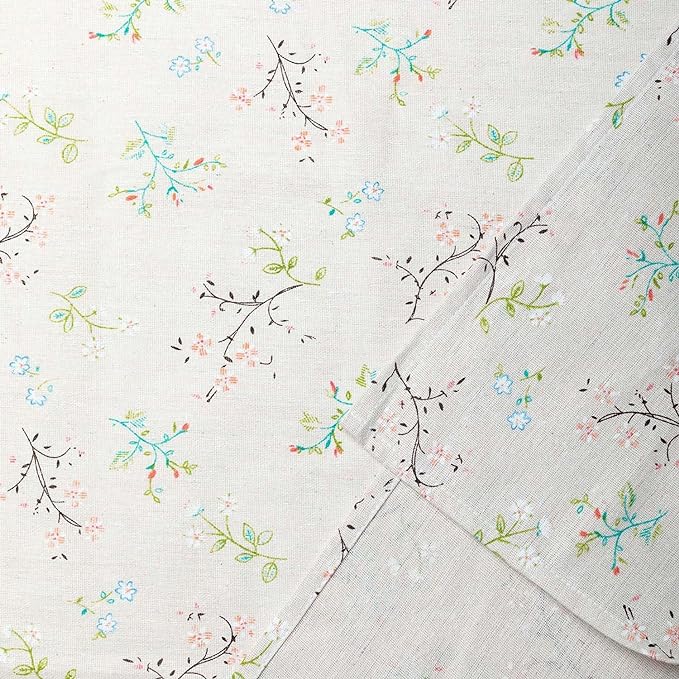 YiHomer Pastoral Round Tablecloth - 60 Inch Dia. - Beige Linen Table Cloth - Washable Table Cover with Dust-Proof Wrinkle Resistant for Restaurant, Picnic, Bistro, Indoor and Outdoor Dining, Gardenia