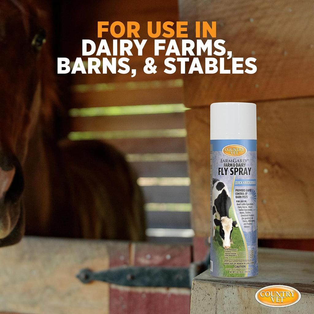 County Vet FarmGard Farm and Dairy Fly Spray -16 oz - (Case of 6) - 349316CVB - Provides Rapid Control of Barn Pests