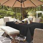 Outdoor Tablecloth Wrinkle-Free Stain Resistant Waterproof Polyester Fabric Table Cover with Zipper Umbrella Hole for Picnic/Party/Dinner/Patio Garden(60×84inch,Zippered,Black)