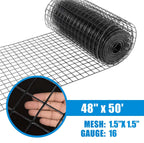 Fencer Wire 16 Gauge Hardware Cloth, Black Vinyl Coated Welded Wire Mesh, Chicken Coop Wire Fence, 1.5 inch x 1.5 inch Grid (4 ft. x 50 ft.)