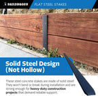 Sandbaggy Flat Steel Stakes for Concrete Forms with Nail Holes - 1.5" Wide - Painted - Removable, Reusable, V Point End - Construction Grade Stakes (1, 48 inch)