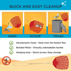 W4W, Bug & Fly Swatter Braided Metal Handle 6 Pack Fly Swatters Indoor/Outdoor flyswatter