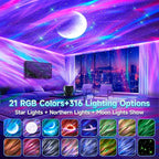 Galaxy Projector for Bedroom, 21Colors Northern Lights,15White Noise&Bluetooth Star Projector Galaxy Lights, Remote Ambient Lighting,Aurora Halloween Decor Christmas,Gifts for Kids,Adults