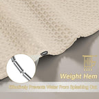 Beige Fabric Shower Curtain - Waffle Textured Heavy Duty Shower Curtains for Bathroom, 256GSM Hotel Spa Luxury Weighted Bath Curtain with 12 Hooks, 72x72, Beige