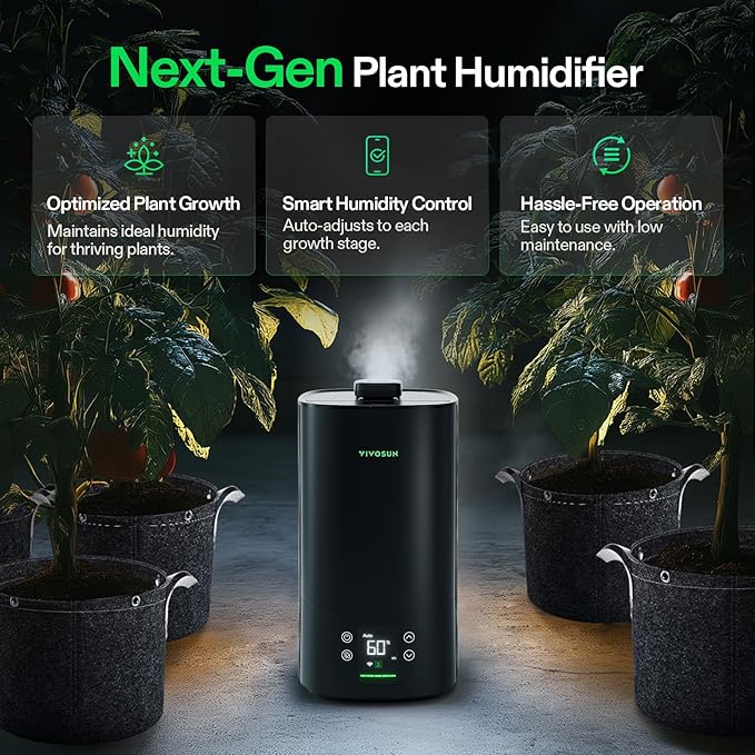 VIVOSUN AeroStream H05 Intelligent Wi-Fi Humidifier, 1.32 Gal / 5 L Humidifier with Temp & Humidity Probe, Smart Remote Control, Designed for Growers
