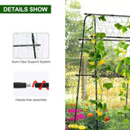 Garden Trellis for Climbing Plants Outdoor, Metal Cucumber Trellis Plant Support for Outdoor Vegetables Fruits Flowers Vines Cucumber Trellis Raised Bed, with Nylon Netting, 63" Hx 63" L, Black
