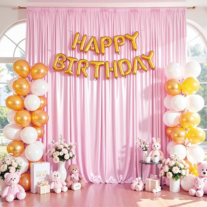 10x10 ft Pink Glitter Backdrop Curtain or Parties, Wrinkle Free Glitter Photo Backdrop Drapes 2 Panels 5x10FT Shimmer Back Drop Cloth for Baby Shower Wedding Birthday Photography Background Decor
