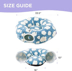 Lesure Cat Tunnel Bed for Indoor Cats - Cute Cat Donut Tunnel Toys for Small Large Cats with Washable Circle Cushion, Round Pet Peekaboo Cave Toy for Kitten/Puppy/Rabbit, Standard Cozy Clouds Blue