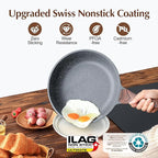SENSARTE Nonstick Frying Pan Skillet, Swiss Granite Coating Omelette Pan, Healthy Stone Cookware Chef's Pan, PFOA Free (8/9.5/10/11/12.5 Inch) (9.5 Inch)