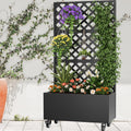 Metal Raised Garden Bed with Trellis and Wheels,72"x 36"x 16" Planter Box with Trellis Privacy Screen,Planter with Trellis and Drainage Holes for Climbing Plants,Vegetables & Vines,Outdoor Plants