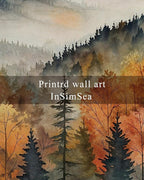 InSimSea Square Framed Canvas Wall Art, Nature Scenery Decor Farmhouse Quiet Forest Awakening Wall Art Prints, Autumn Fall Classical Retro Living Room Bedroom Office Home Decor 12"x12"