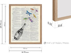 Poster Master Dictionary Art Poster - Champagne Bottle Print - Dragonfly Art - Alcohol Art - Gift for Men, Women & Bartender - Great Decor for Bar, Kitchen or Restaurant, 8x10 Beige Framed