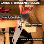 HAUTMEC 16" X-Sharp Universal Hand Saw for Speed, Cuts Quality and Accuracy, Fine-Cut Handsaw with 11 TPI Triple-Ground Teeth and 1mm Thickened Large Blade, Bi-Material Ergonomic Soft Handle – HT0152