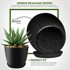 Plant Pots Indoor with Drainage, 5 Pack Multi-Size Planters Set, Black