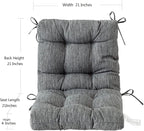 QILLOWAY Outdoor Chair Cushion for Patio Furniture, Waterproof Patio Cushions Set of 4 with Ties, Fade Resistant Replacement Pads for Outdoor Rocking Chairs,Charcoal Grey,Black
