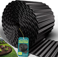 50FT Black Corrugated Metal Landscape Edging – Flexible & Rustproof Garden Edging Border, Decorative Metal Trim for Flower Beds, Lawn, Driveway, Walkway & Raised Beds